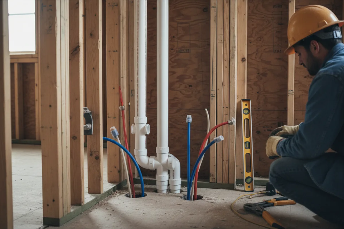 Drain and supply rough-in during Drain Cleaning in Uniontown
